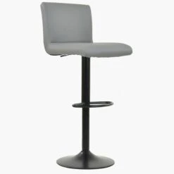 Oregon Grey Faux Leather Black Base Kitchen Stool -Furniture Specialty Store oregon grey 2