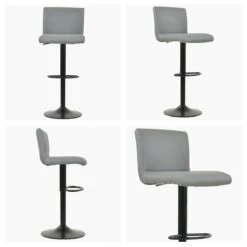 Oregon Grey Faux Leather Black Base Kitchen Stool -Furniture Specialty Store oregon grey white