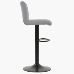 Oregon Grey Fabric Black Base Breakfast Stool