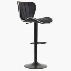 Orion Black Faux Leather Black Base Barstool -Furniture Specialty Store orion black 2