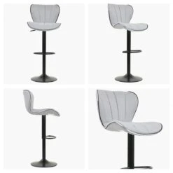 Orion Grey Fabric Black Base Barstool