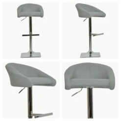 Pallas Grey Faux Leather Chrome Base Barstool -Furniture Specialty Store pallas grey white
