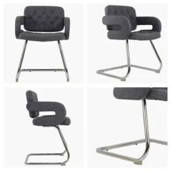 Parga Dark Grey Fabric Office Chair Without Wheels -Furniture Specialty Store parga charcoal 5