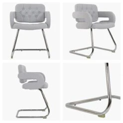 Parga Grey Fabric Office Chair Without Wheels