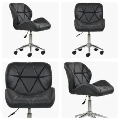 Peris Black Faux Leather Small Home Swivel Office Chair -Furniture Specialty Store peris black white 1