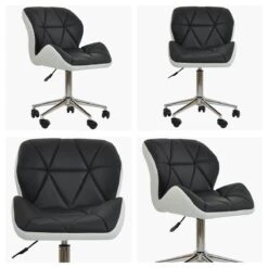 Peris Black / White Leather Small Home Swivel Office Chair -Furniture Specialty Store peris black white under white