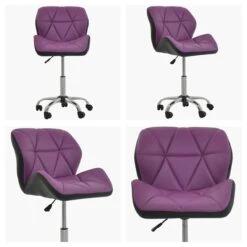 Peris Purple Faux Leather Small Home Swivel Office Chair -Furniture Specialty Store peris purple with black white
