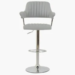 Perona Grey Faux Leather Bar Stool With Arms
