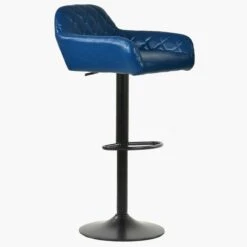 Sirius Vintage Blue Faux Leather Swivel Bar Stool -Furniture Specialty Store portman blue black 1