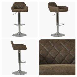 Swallow Antique Brown Faux Leather Swivel Bar Stool