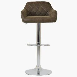 Portman Antique Brown Faux Leather Swivel Bar Stool -Furniture Specialty Store portman brown chrome 2