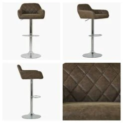 Portman Antique Brown Faux Leather Swivel Bar Stool