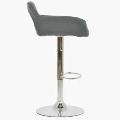Portman Dark Grey Faux Leather Bar Stool Armrests