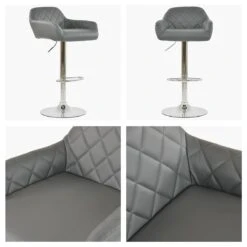 Portman Dark Grey Faux Leather Bar Stool Armrests -Furniture Specialty Store portman dark grey white