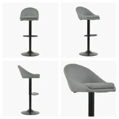 Prague Grey Faux Leather Black Base Bar Stool