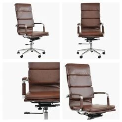 Quebec Vintage Brown Faux Leather Swivel & Recline Office Chair -Furniture Specialty Store quebec vintage brown white