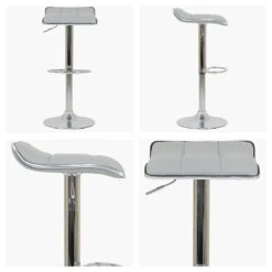Rasmus Grey Faux Leather Chrome Base Barstool