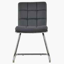 Rhodes Dark Grey Faux Leather Office Chair Without Wheels -Furniture Specialty Store rhodes dark grey 1