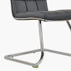 Rhodes Dark Grey Faux Leather Office Chair Without Wheels