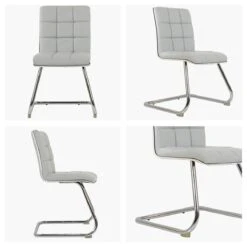 Rhodes Grey Faux Leather Office Chair Without Wheels