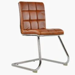 Rhodes Brown Leather Office Chair Without Wheels -Furniture Specialty Store rhodes vintage brown 2