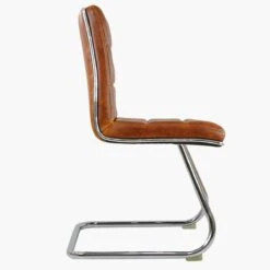 Rhodes Brown Leather Office Chair Without Wheels -Furniture Specialty Store rhodes vintage brown 3