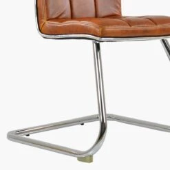 Rhodes Brown Leather Office Chair Without Wheels -Furniture Specialty Store rhodes vintage brown 4