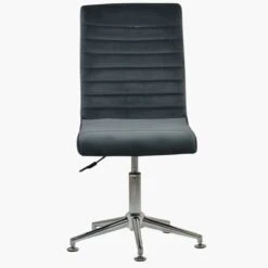 Ripple Dark Grey Velvet Dining Chair With High Backrest