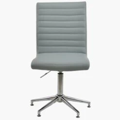 Ripple Grey Faux Leather Dining Chair With High Backrest