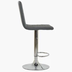 Rocklin Dark Grey Faux Leather Chrome Base Bar Stool