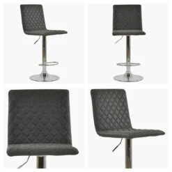 Rocklin Vintage Black Faux Leather Chrome Base Bar Stool -Furniture Specialty Store rocklin vintage black white