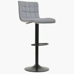 Rowan Grey Faux Leather Black Base Bar Stool -Furniture Specialty Store rowan light grey 2