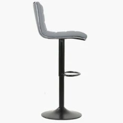 Rowan Grey Faux Leather Black Base Bar Stool -Furniture Specialty Store rowan light grey 3