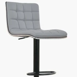 Rowan Grey Faux Leather Black Base Bar Stool -Furniture Specialty Store rowan light grey 4