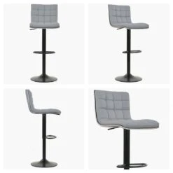 Rowan Grey Faux Leather Black Base Bar Stool