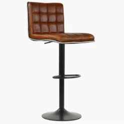 Rowan Brown Faux Leather Black Base Kitchen Stool -Furniture Specialty Store rowan vintage brown 2