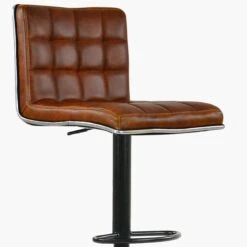 Rowan Brown Faux Leather Black Base Kitchen Stool -Furniture Specialty Store rowan vintage brown 4