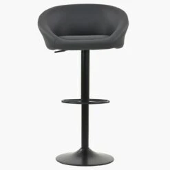 Rue Dark Grey Faux Leather Breakfast Stool Armrests -Furniture Specialty Store rue dark grey 2