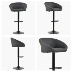 Rue Dark Grey Faux Leather Breakfast Stool Armrests