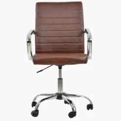 Ryder Vintage Brown Faux Leather Swivel Home Office Chair