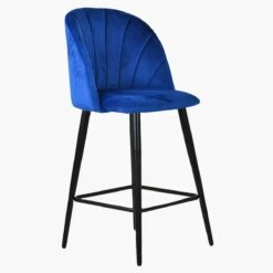 Scada Blue Velvet Black Leg Breakfast Stool -Furniture Specialty Store scada blue black 1