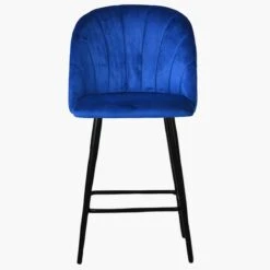 Scada Blue Velvet Black Leg Breakfast Stool -Furniture Specialty Store scada blue black 2