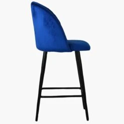 Scada Blue Velvet Black Leg Breakfast Stool -Furniture Specialty Store scada blue black 4
