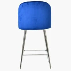 Scada Blue Velvet Chrome Leg Barstool -Furniture Specialty Store scada blue chrome 3