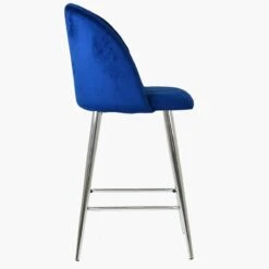 Scada Blue Velvet Chrome Leg Barstool -Furniture Specialty Store scada blue chrome 4