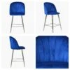 Scada Blue Velvet Chrome Leg Barstool -Furniture Specialty Store scada blue chrome 5