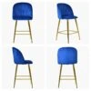 Scada Blue Velvet Gold Leg Kitchen Stool