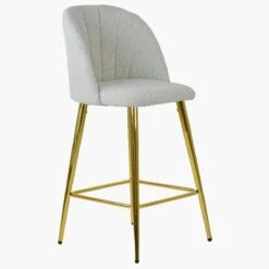 Scada Cream Boucle Gold Leg Barstool -Furniture Specialty Store scada cream boucle gold leg 1