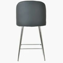 Scada Dark Grey Faux Leather Chrome Leg Barstool -Furniture Specialty Store scada dark grey pu chrome 1