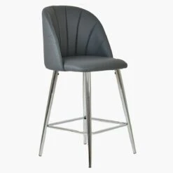 Scada Dark Grey Faux Leather Chrome Leg Barstool -Furniture Specialty Store scada dark grey pu chrome 4
